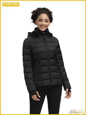 Womens Down Puffer Jacket Hooded Faux Fur Winter Coat Warm
